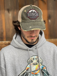 Thumbnail for Busch Light Hat TONAL Version- Distressed Black Snapback