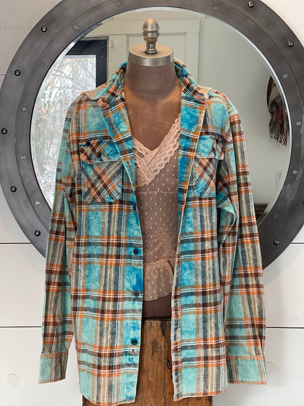 STARFISH Art Flannel- Tidepool Blue plaid