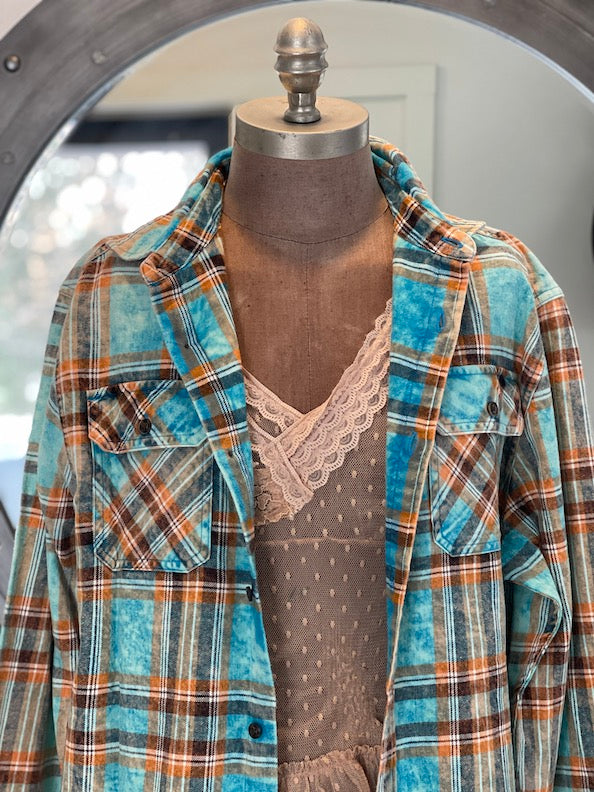 STARFISH Art Flannel- Tidepool Blue plaid