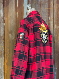 Thumbnail for Smokey Bear Patch Flannel - Classic Buffalo Plaid Red