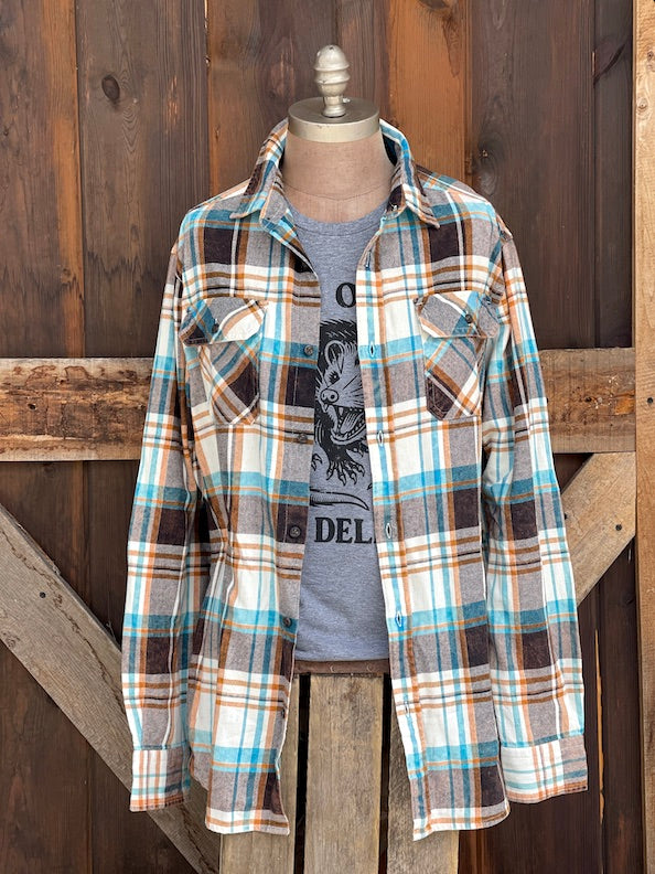 SERENITY AT THE SEASIDE Art Flannel- Driftwood Plaid