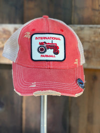 Thumbnail for FARMALL Tractor Hat- Distressed Red Snapback