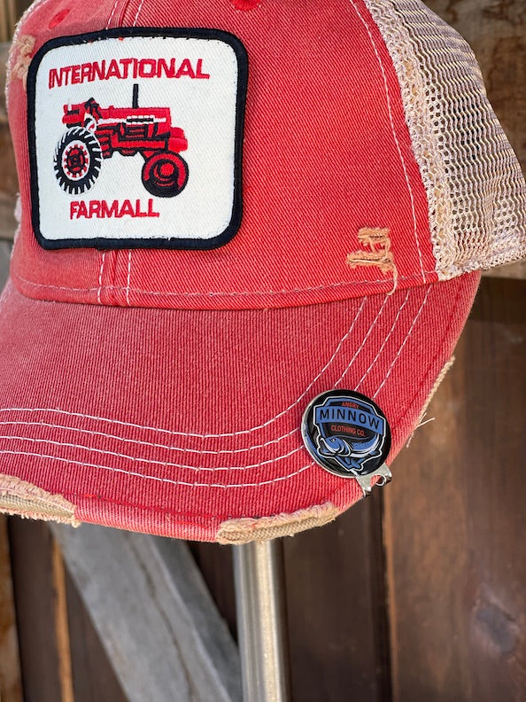FARMALL Tractor Hat- Distressed Red Snapback
