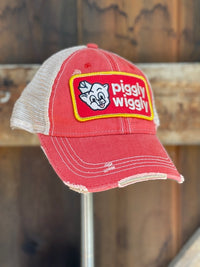 Thumbnail for The Piggly Hat- Distressed Red Snapback