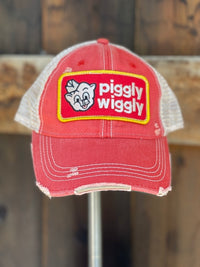 Thumbnail for The Piggly Hat- Distressed Red Snapback