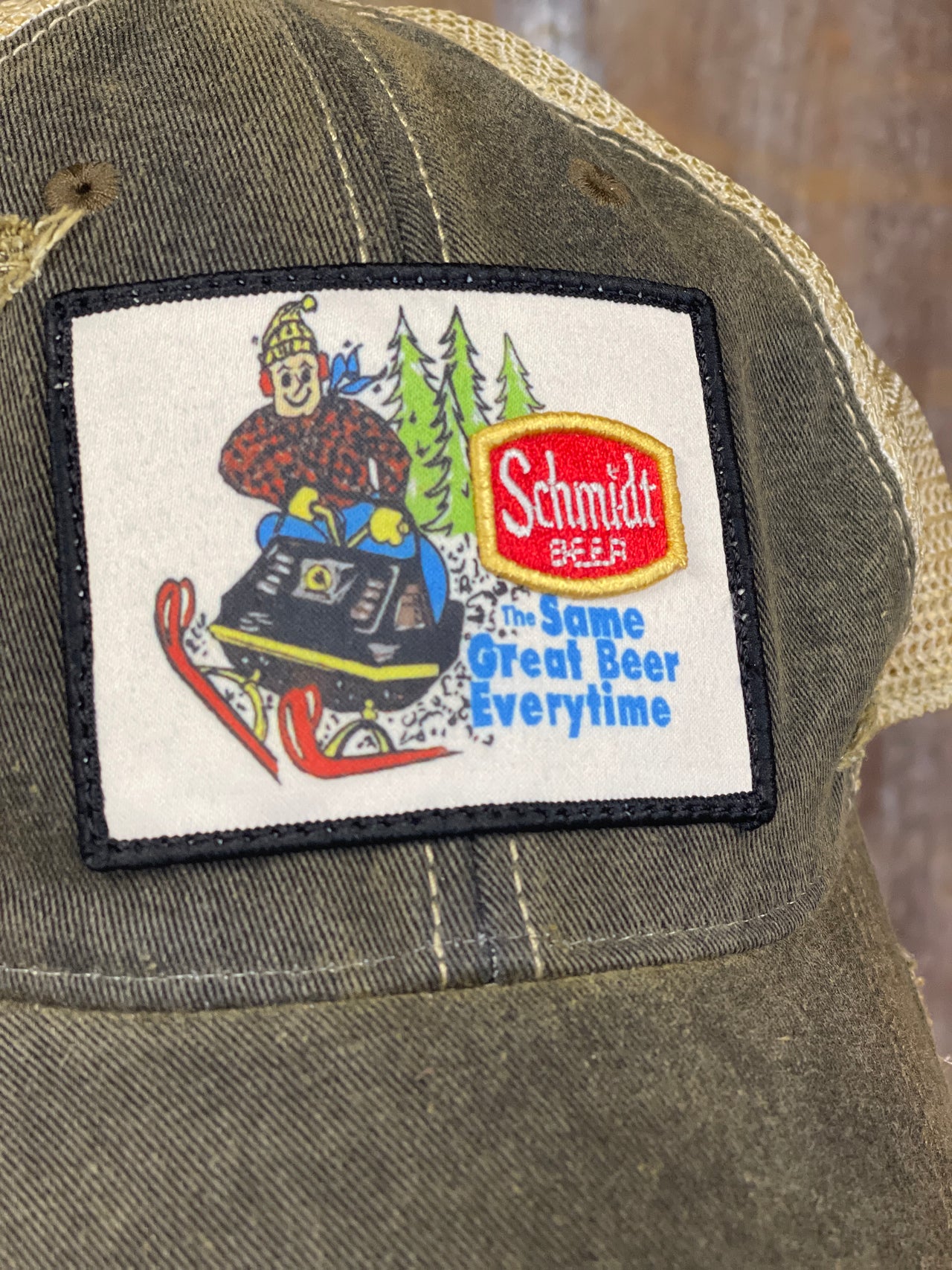 Schmidt Beer Snowmobile Hat Angry Minnow