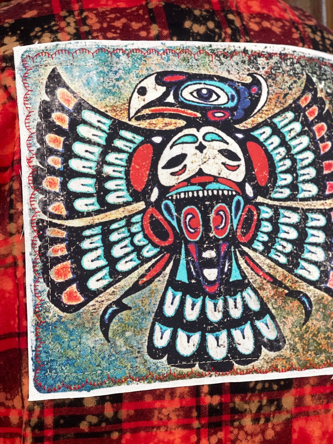 Thunderbird Art Flannel- Distressed Red Plaid