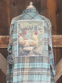 Thumbnail for What the Cluck Art Flannel- Farmhouse Blue