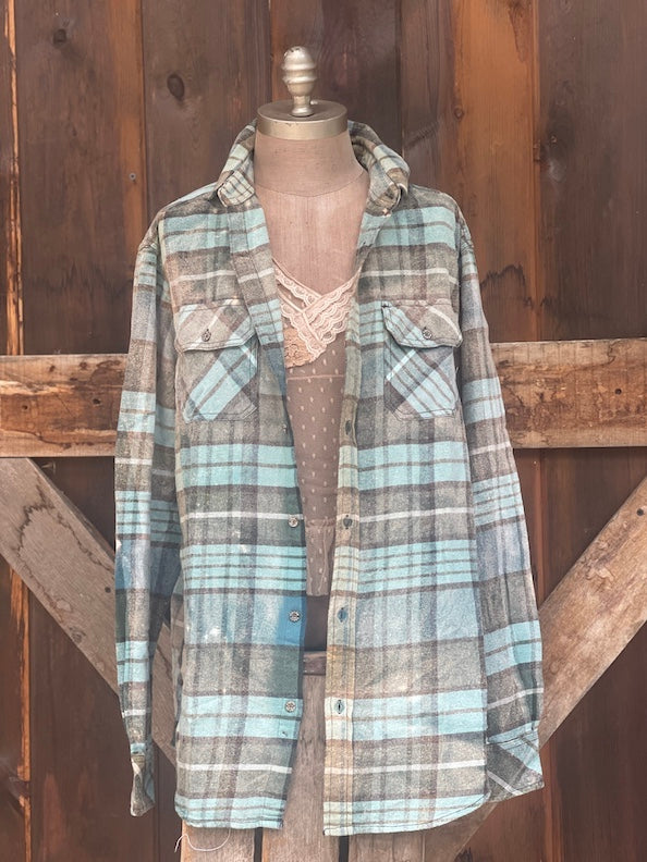 What the Cluck Art Flannel- Farmhouse Blue