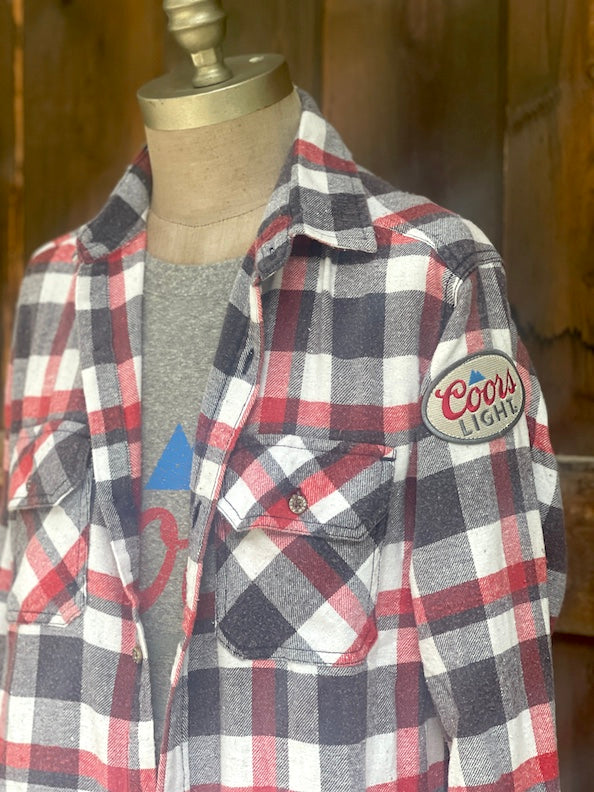 Coors Light Patch Flannel- Fall Grey