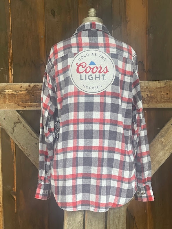 Coors Light Patch Flannel- Fall Grey