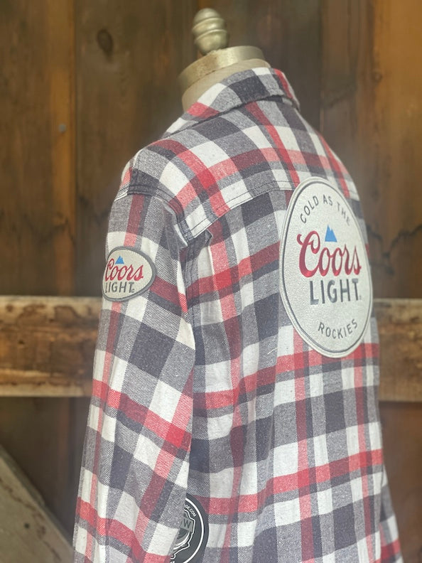 Coors Light Patch Flannel- Fall Grey