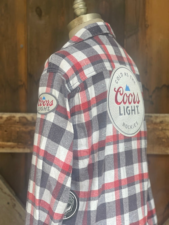 Coors Light Patch Flannel- Fall Grey