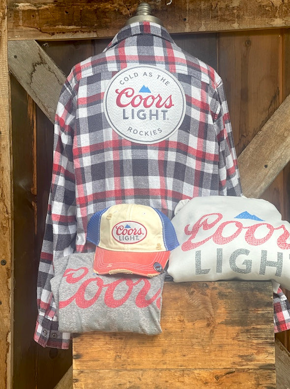 Coors Light Patch Flannel- Fall Grey