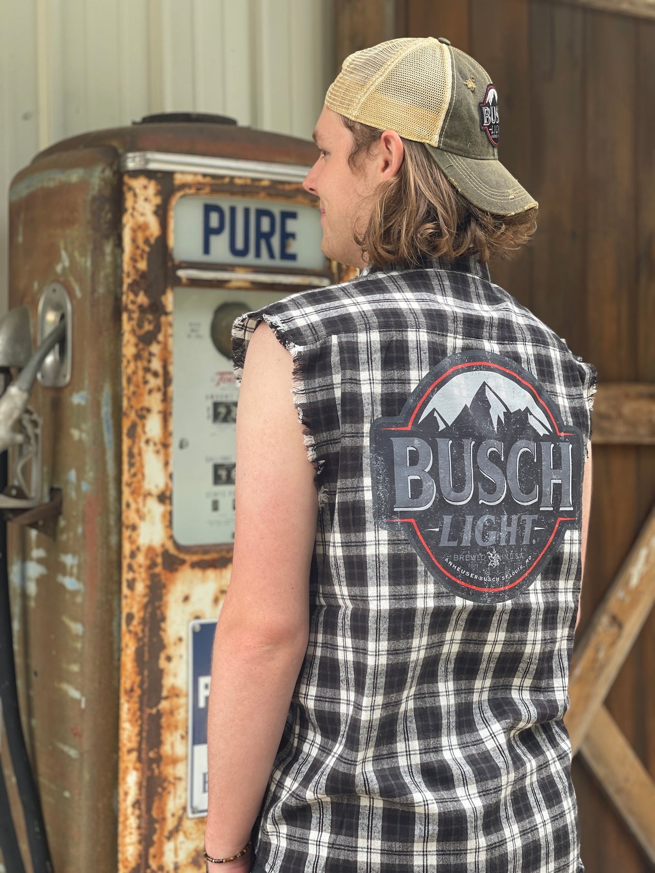 Busch Light TONAL Version Sleeveless Flannel