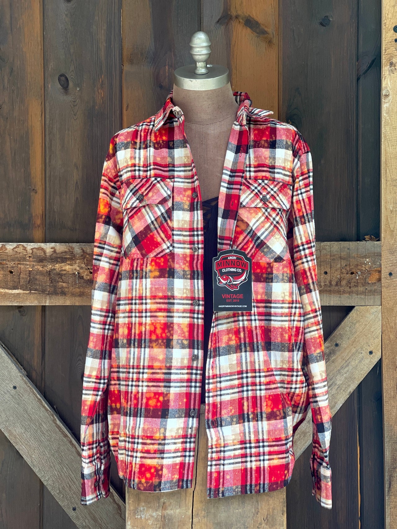 Snitches Get Stitches Art Flannel- Chili Pepper Plaid