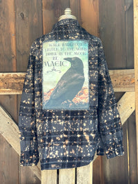 Thumbnail for Raven Magic Art Flannel- Distressed Midnight Black