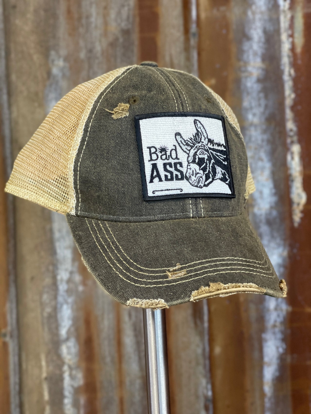 Bad Donkey Hat- Distressed Black Snapback