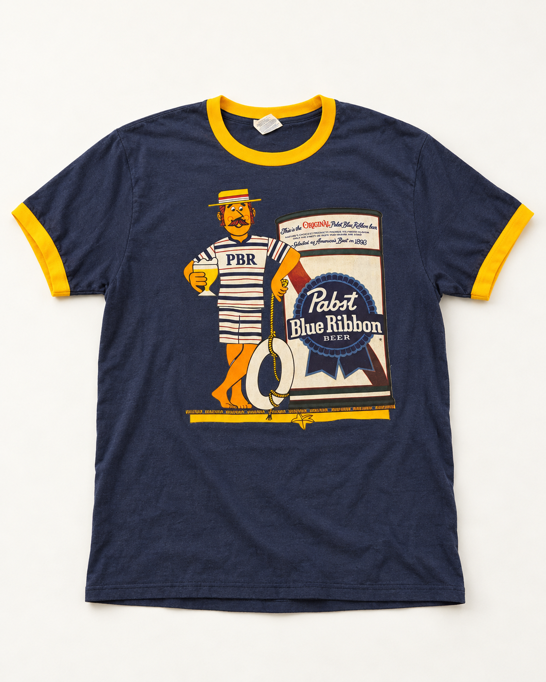Pabst Retro Ringer Tee- Gold/ Navy