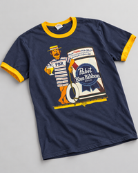 Thumbnail for Pabst Retro Ringer Tee- Gold/ Navy