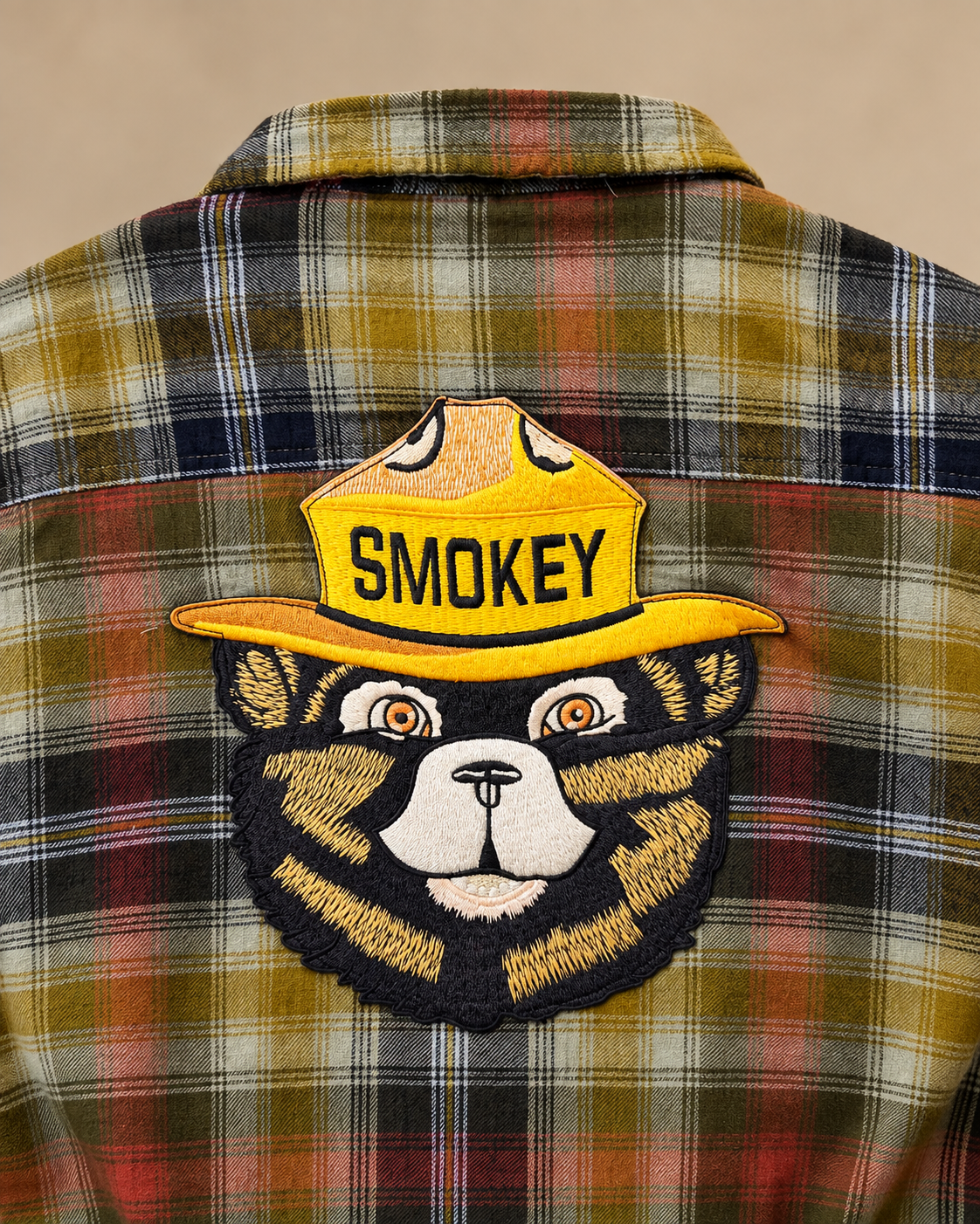 NEW! Smokey Bear Patch Flannel- Parks Green