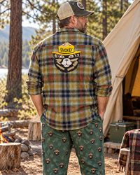 Thumbnail for NEW! Smokey Bear Patch Flannel- Parks Green