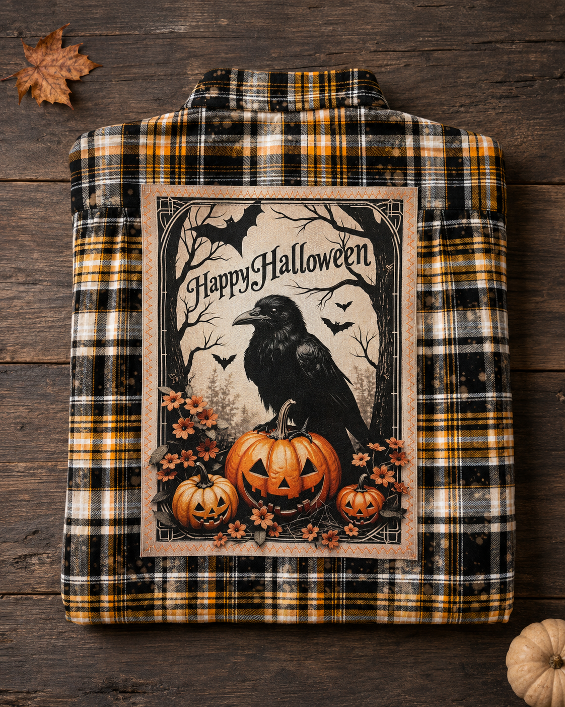 FALL RAVEN Halloween Flannel