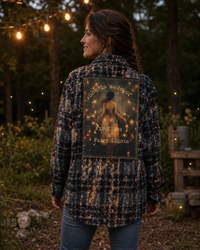 Thumbnail for She is made of fireflies and fairy Lights flannel- distressed black