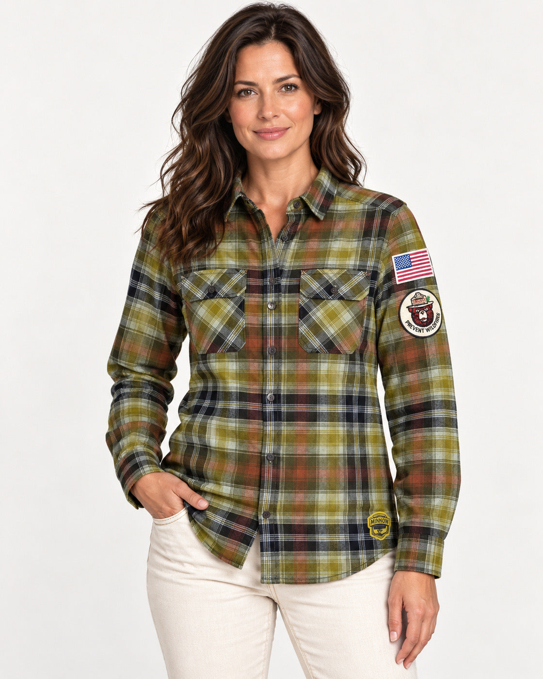 NEW! Smokey Bear Patch Flannel- Parks Green