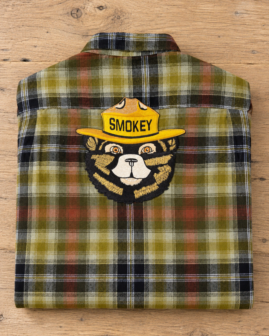 NEW! Smokey Bear Patch Flannel- Parks Green