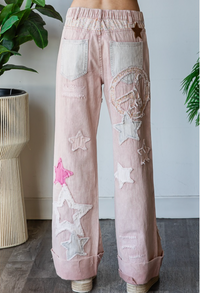 Thumbnail for STAR Patchwork Jeans- Petal Pink Angry Minnow