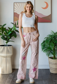 Thumbnail for STAR Patchwork Jeans- Petal Pink Angry Minnow