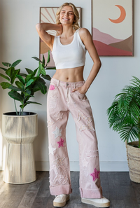 Thumbnail for STAR Patchwork Jeans- Petal Pink Angry Minnow