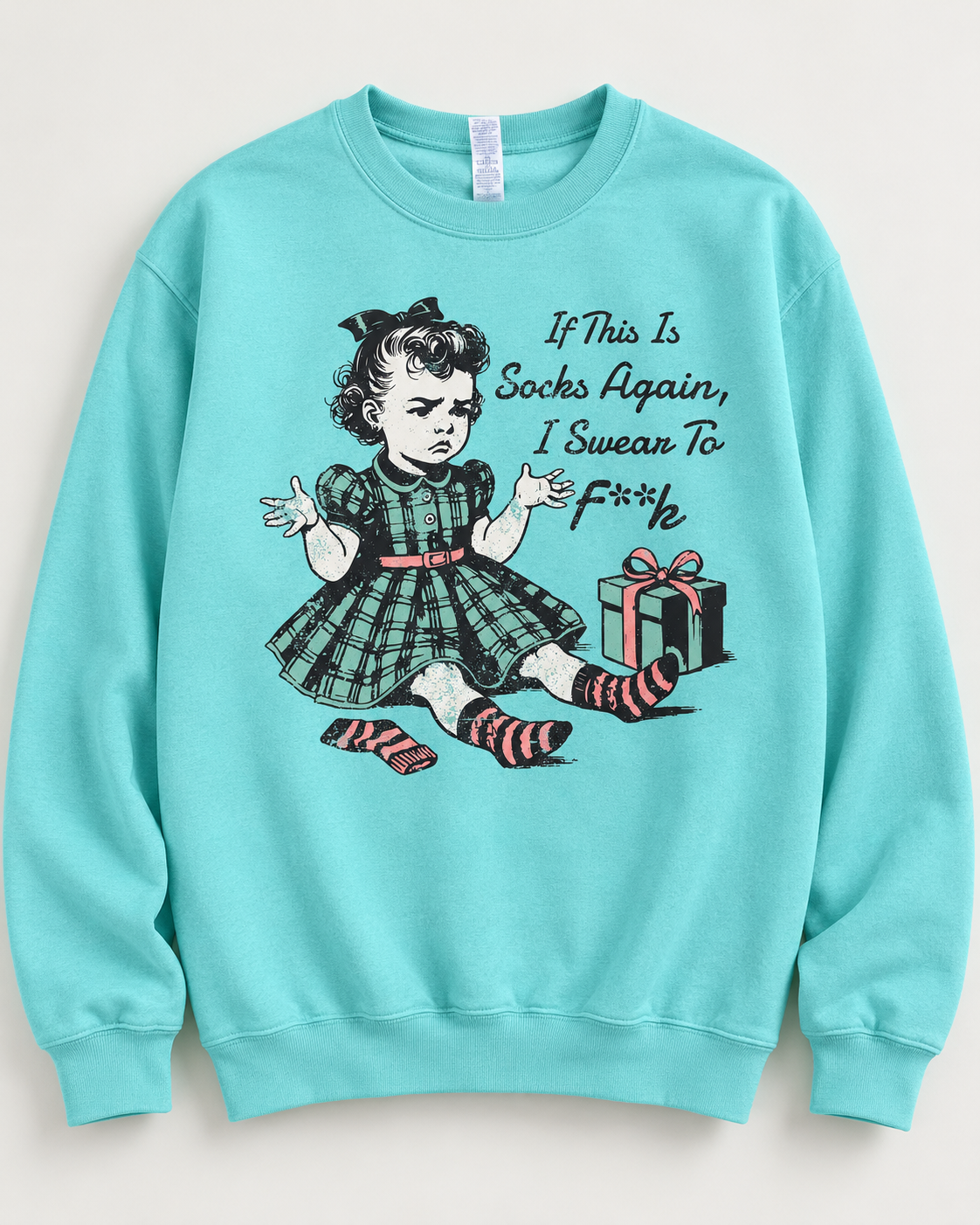 SOCKS AGAIN Crewneck Sweatshirt- Aqua