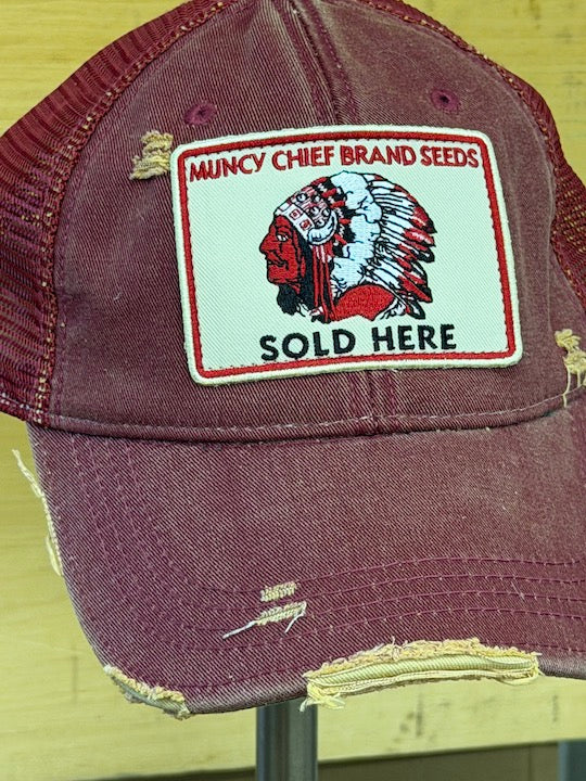 MUNCY CHIEF Retro Hat- Burgundy Mesh