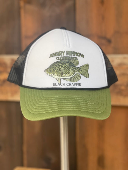 BLACK CRAPPIE Foam Trucker Hat| Angry Minnow Clothing Co. – Angry