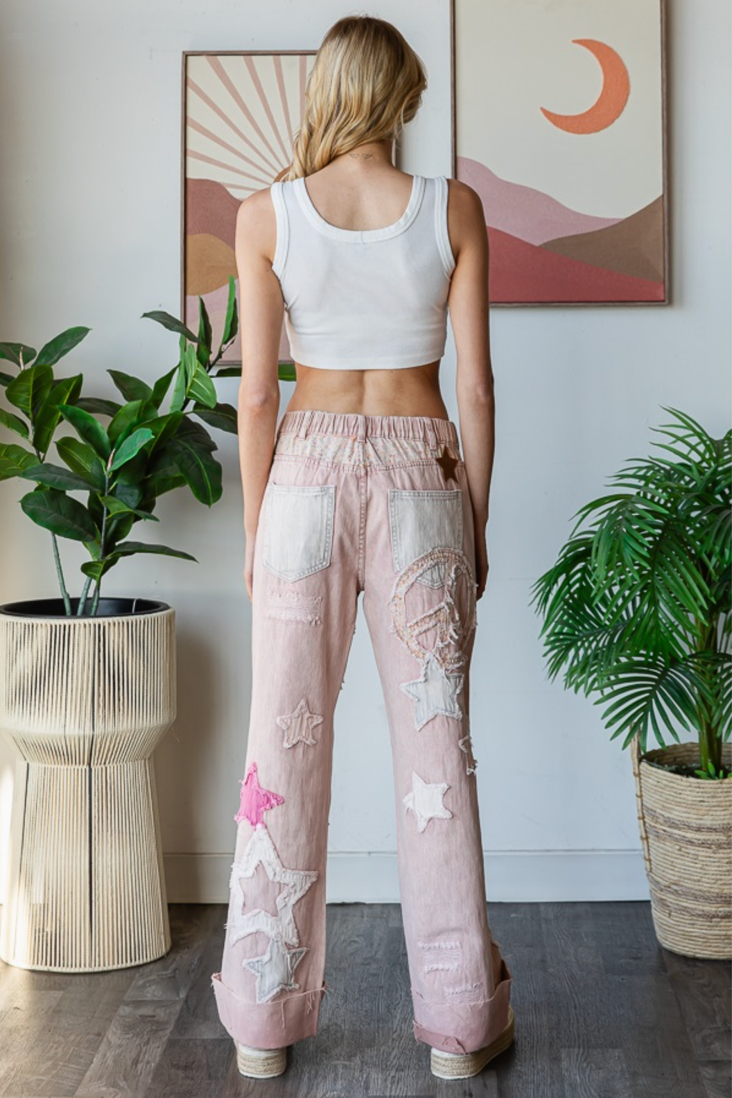 STAR Patchwork Jeans- Petal Pink Angry Minnow