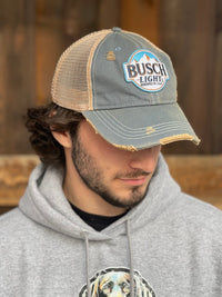 Thumbnail for Busch Light Beer Snapback Hat- Distressed Sky Blue