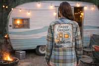 Thumbnail for Happy Camper Art Flannel- VINTAGE BLUE