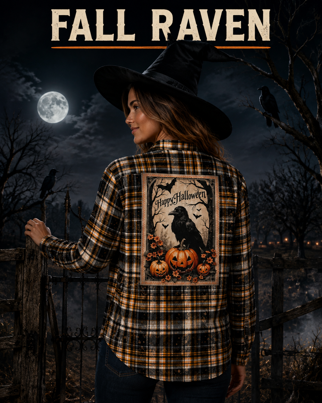 FALL RAVEN Halloween Flannel