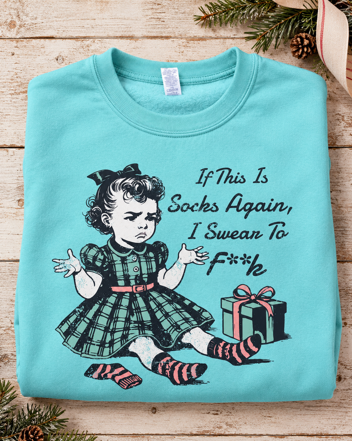 SOCKS AGAIN Crewneck Sweatshirt- Aqua