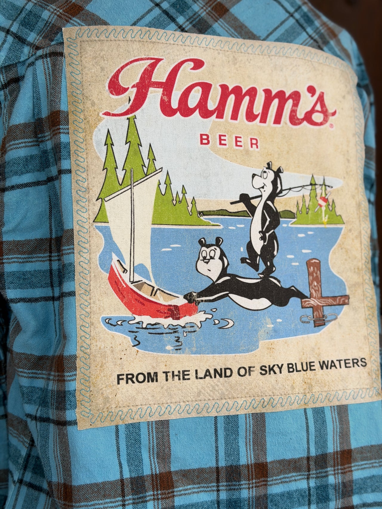 Hamm’s Sailboat Bear Flannel- Retro Blue