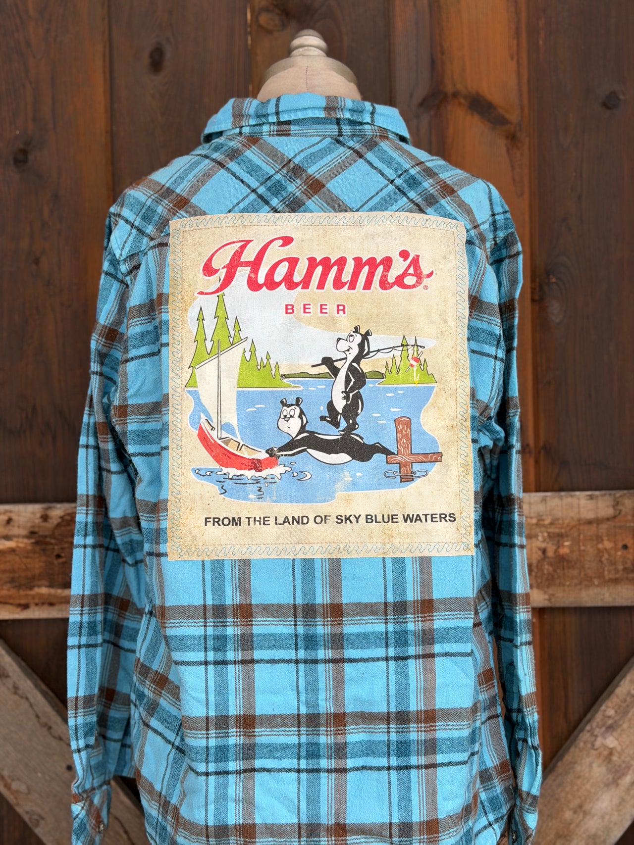 Hamm’s Sailboat Bear Flannel- Retro Blue