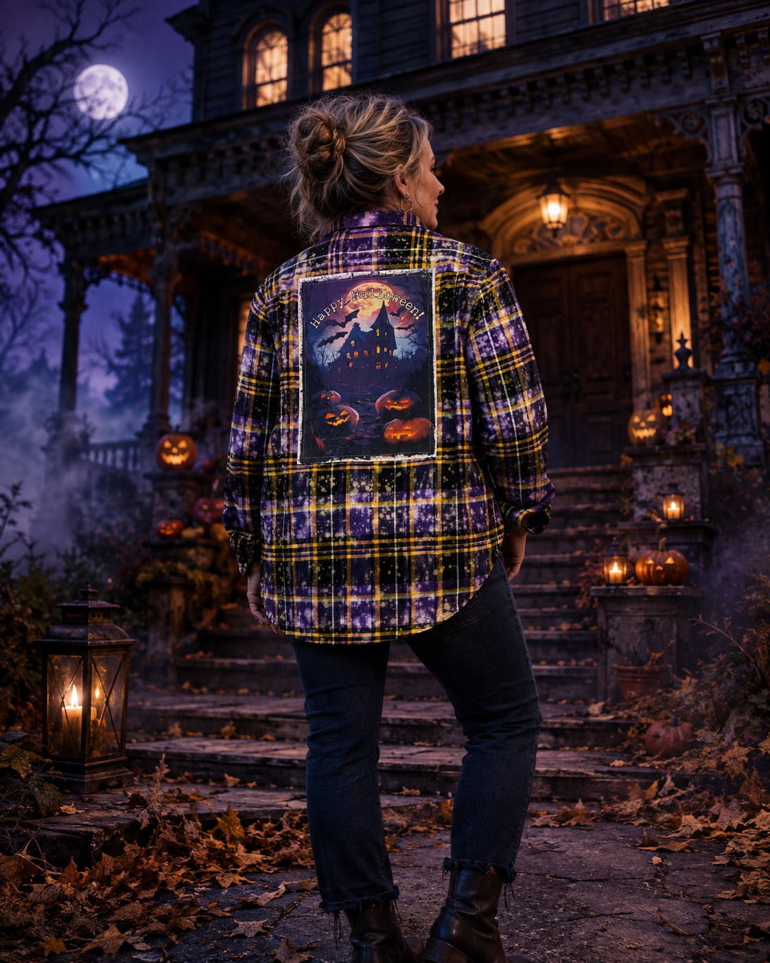 HAUNTED HOUSE Art Flannel
