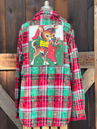 Thumbnail for SANTAS LITTLE HELPER Flannel- Mistletoe Distressed Plaid
