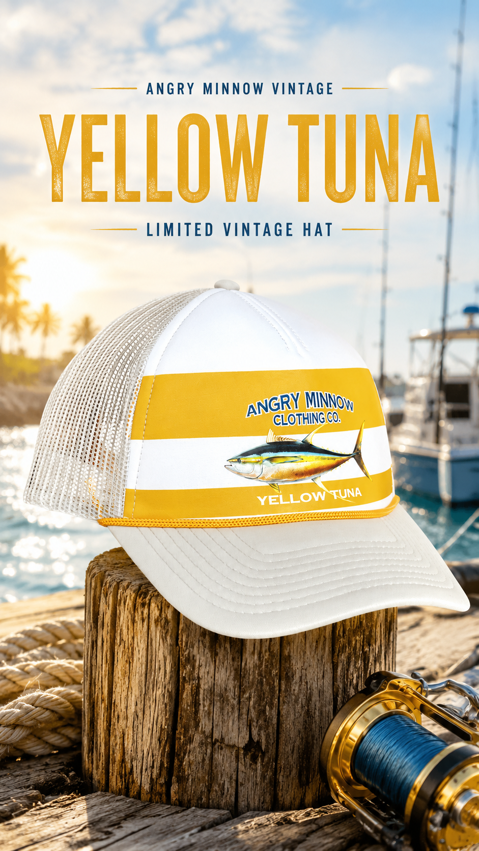 YELLOW TUNA Saltwater Foam trucker hat