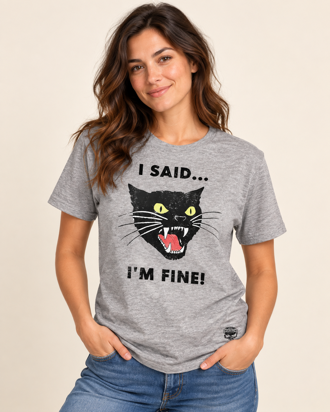 I’M FINE tee- Silver Grey