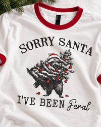 Thumbnail for Sorry Santa I've been Feral Racoon Tee Ringer Tee