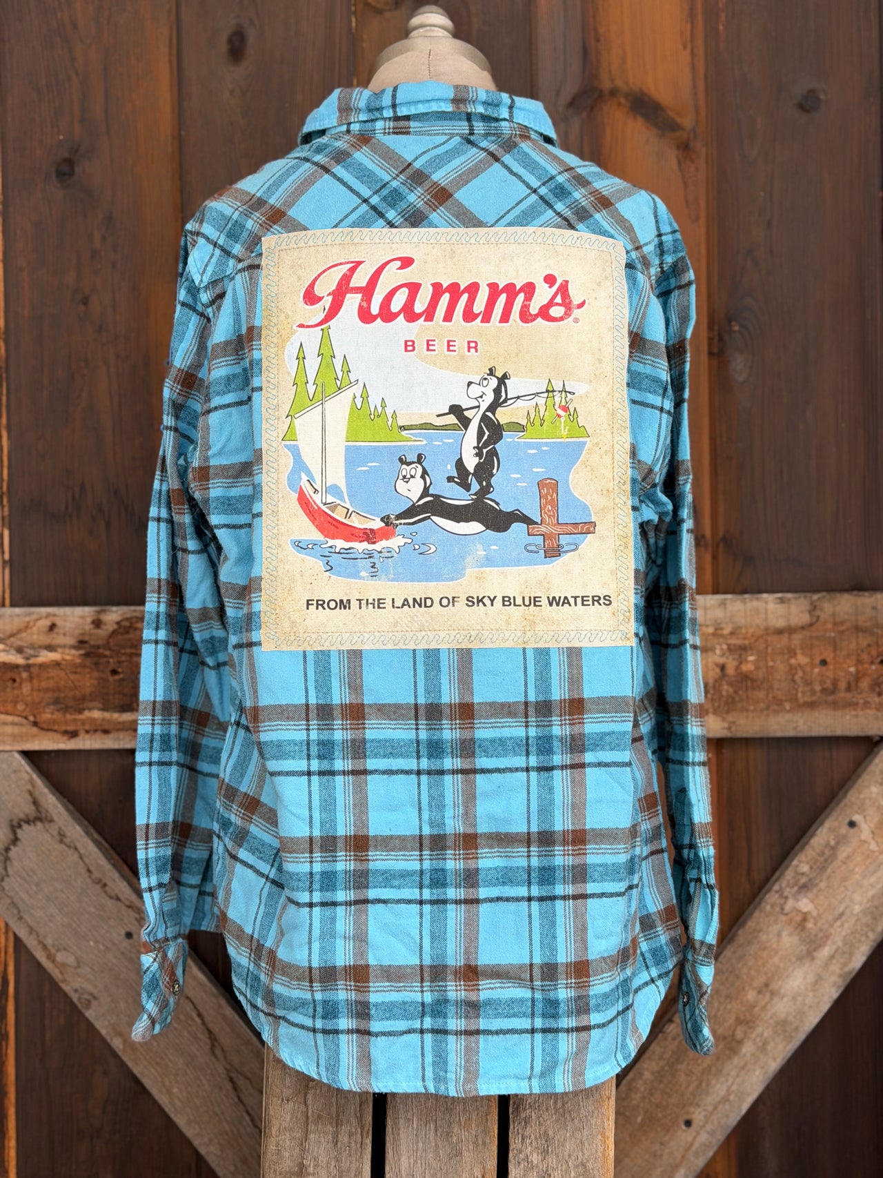 Hamm’s Sailboat Bear Flannel- Retro Blue