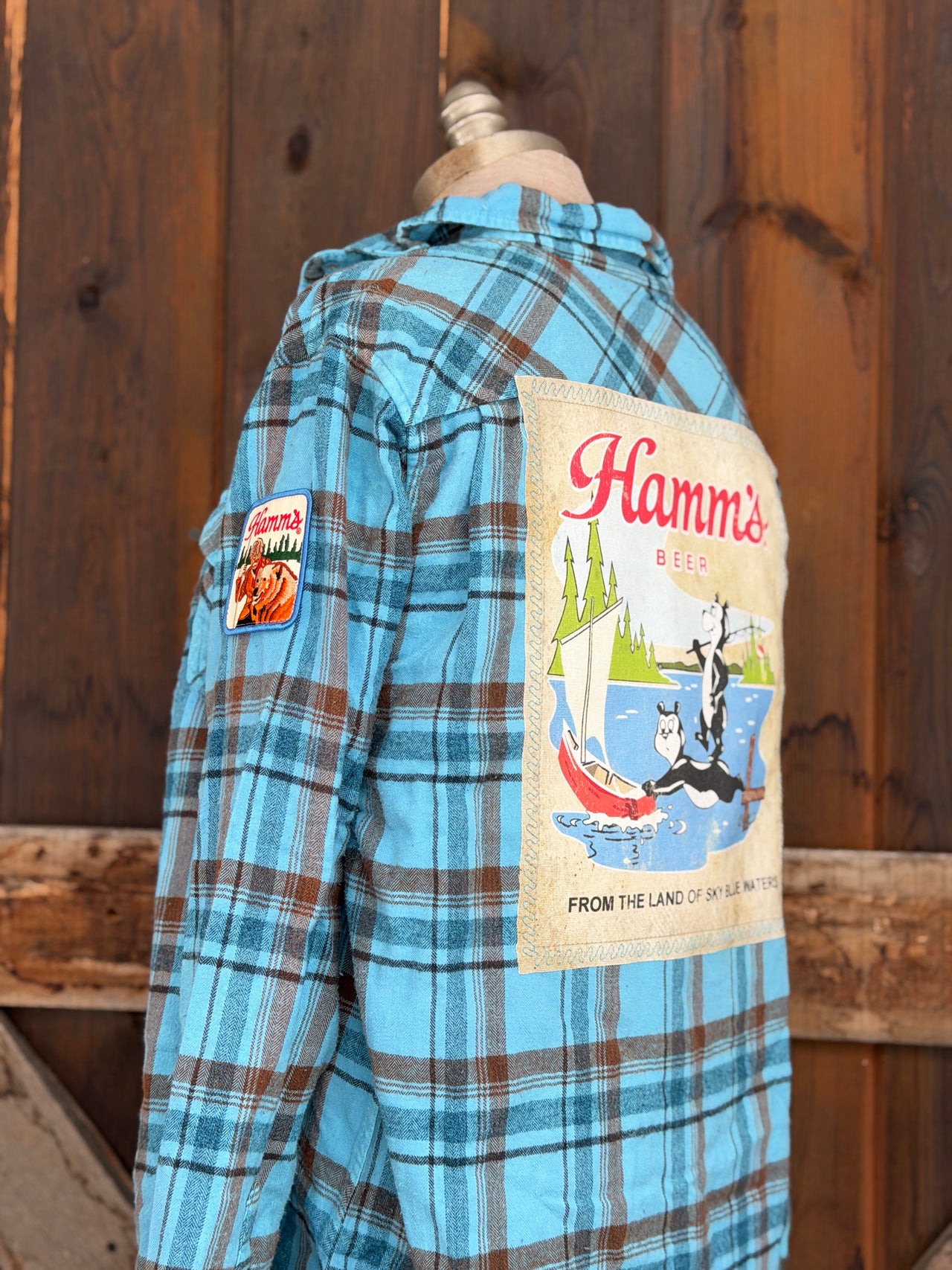 Hamm’s Sailboat Bear Flannel- Retro Blue